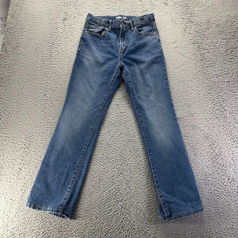 Old Navy Jeans Girls 16‎ Blue Denim Cotton Straight Leg Faded Stretch Workwear